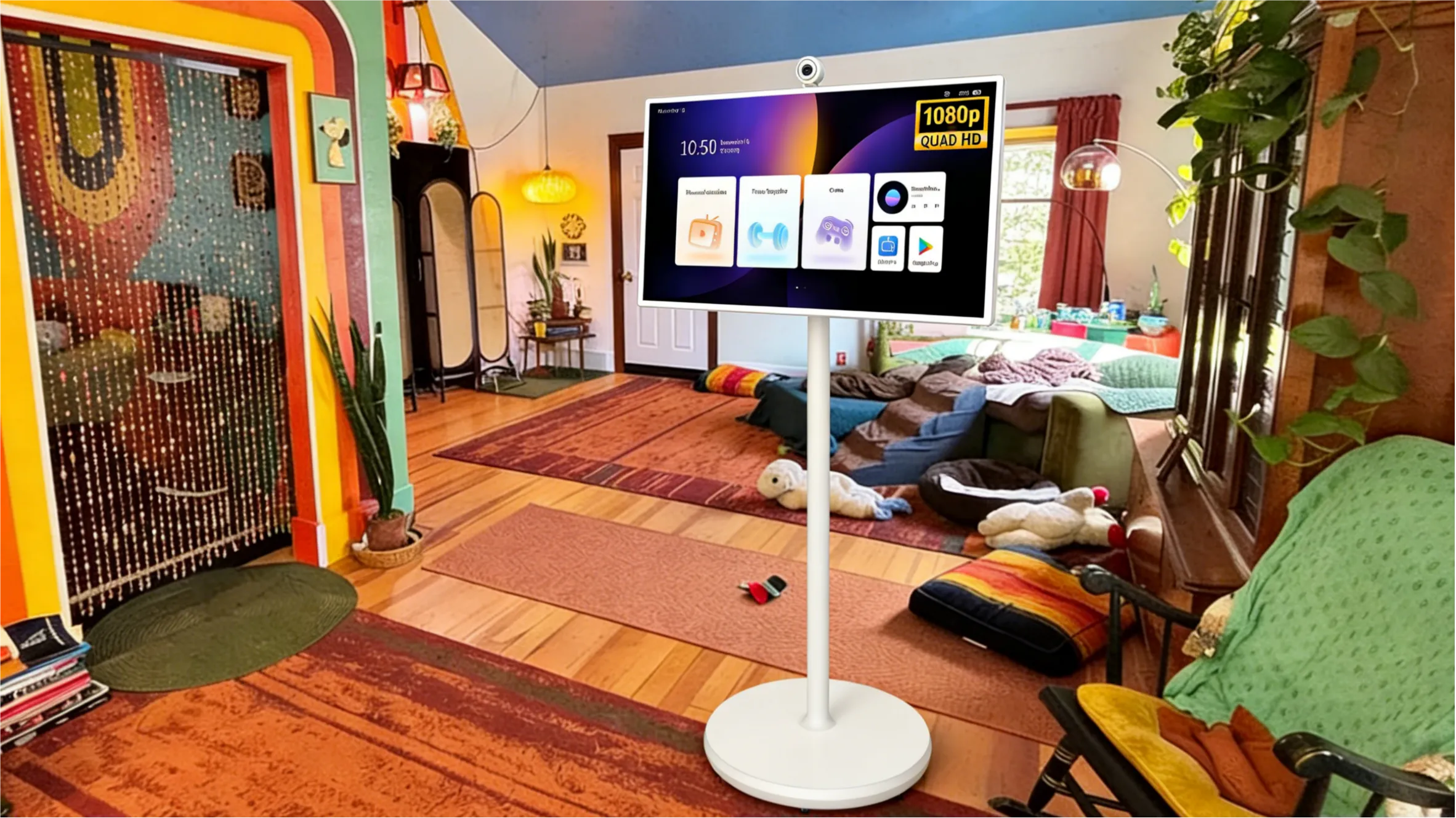 portable TV on wheels for home hub