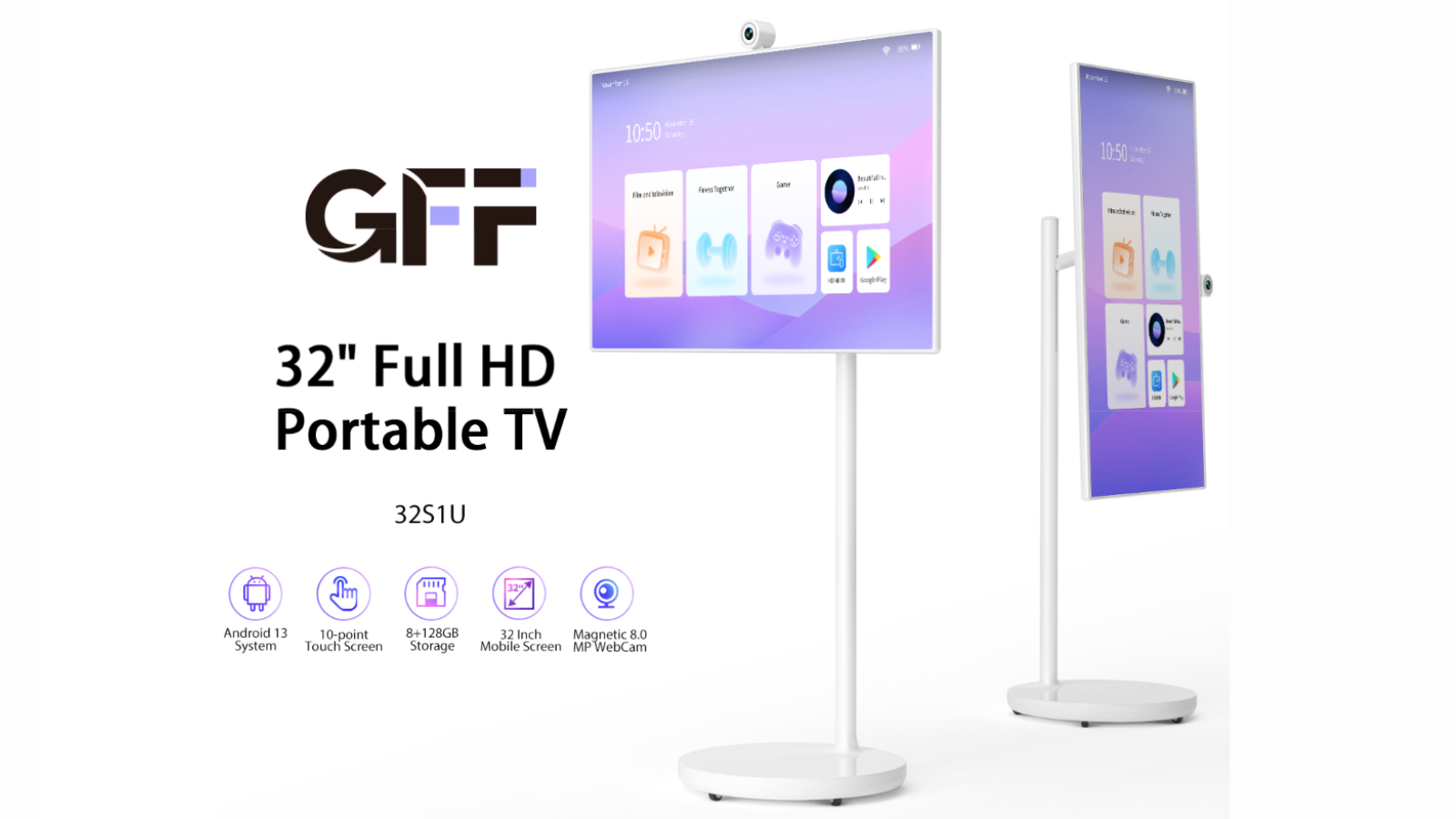 32 inch portable tv on wheels