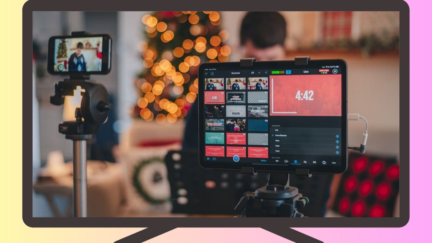 portable tv on wheels for livestream