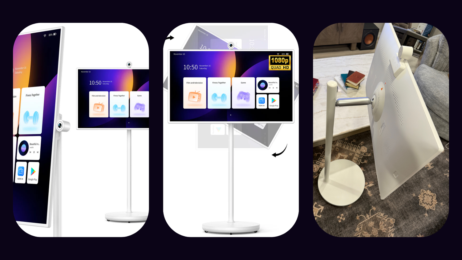 Premium Version: 2K HD Camera of Portable TV on Wheels