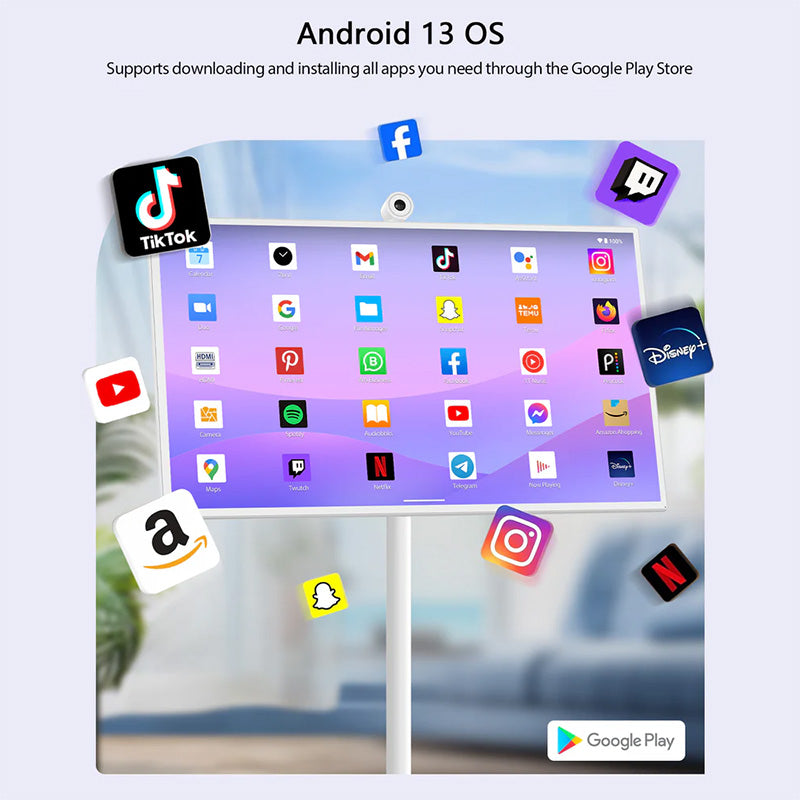 Android 13 OS portable TV on Wheels for adaptation multiple APPs