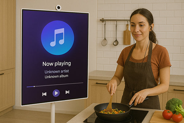 With our portable TV on wheels, you can play anything you like: Youtube videos, musics, or movies.