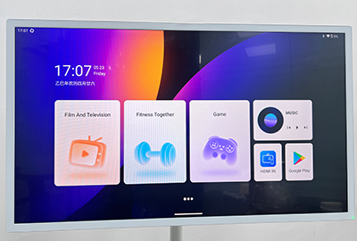 Display of portable TV on wheels