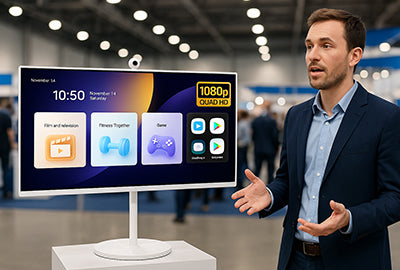 GFF portable TV on wheels is good for business, you can use it for trade shows.