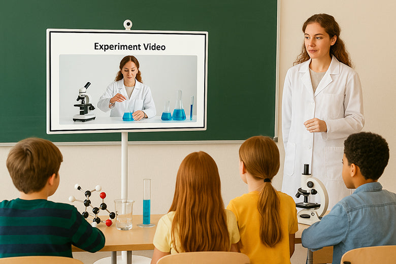 Use the smart portable TV to demonstrate experiments and show instructional videos