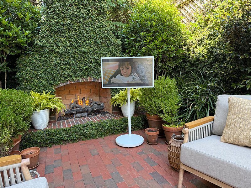 You can use this portable TV on wheels in your back yard, with the portable wireless design, for 3-5 hours of cordless use.