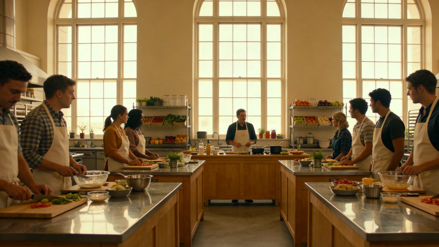  portable TV on wheels for Cooking School