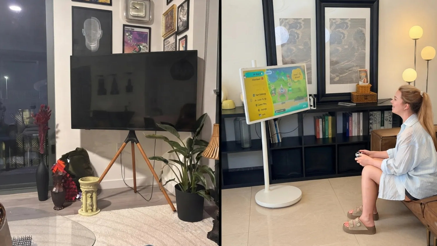 Rolling TV Stand + Heavy TV vs. All-in-One Portable Smart Screen