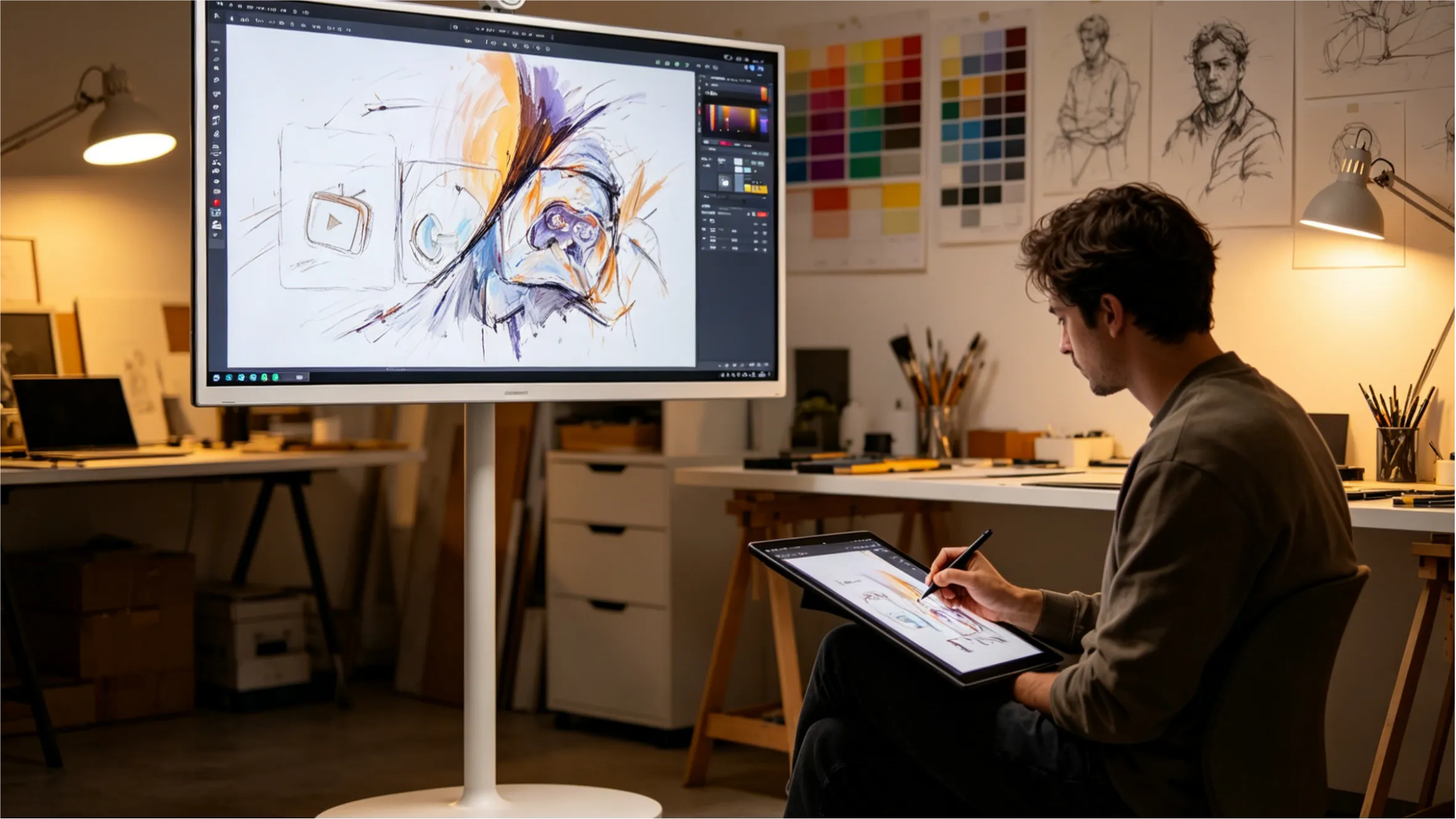 GFF portable tv on wheels for digital canvas