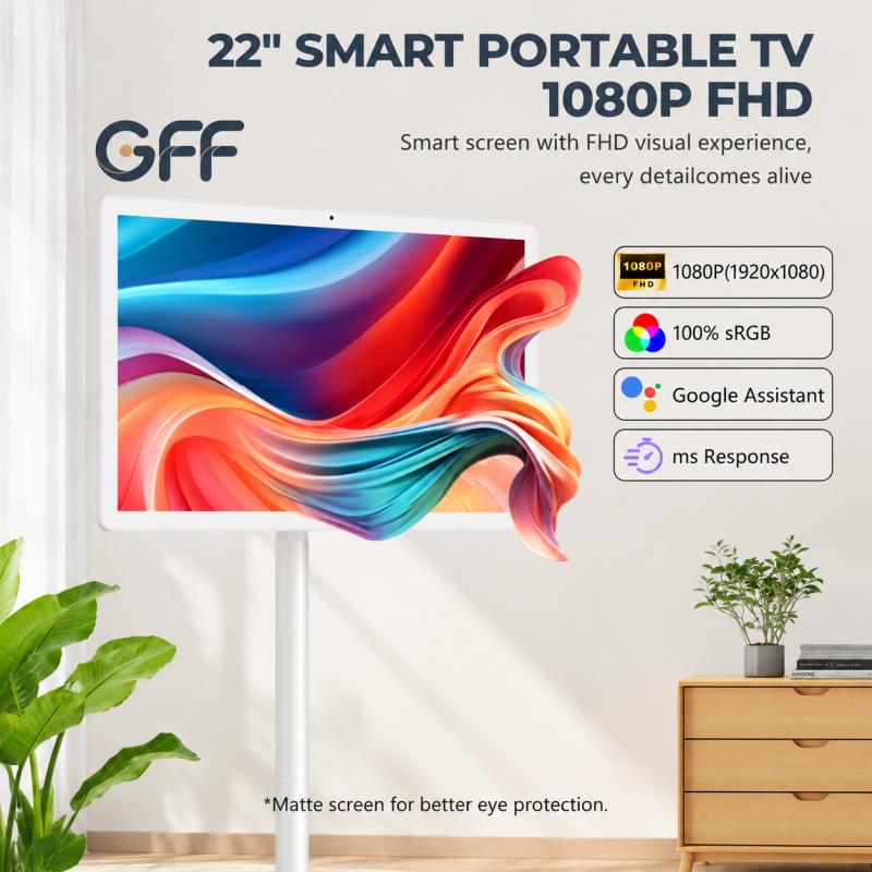 GFF 22-Inch Portable Smart TV On Wheels
