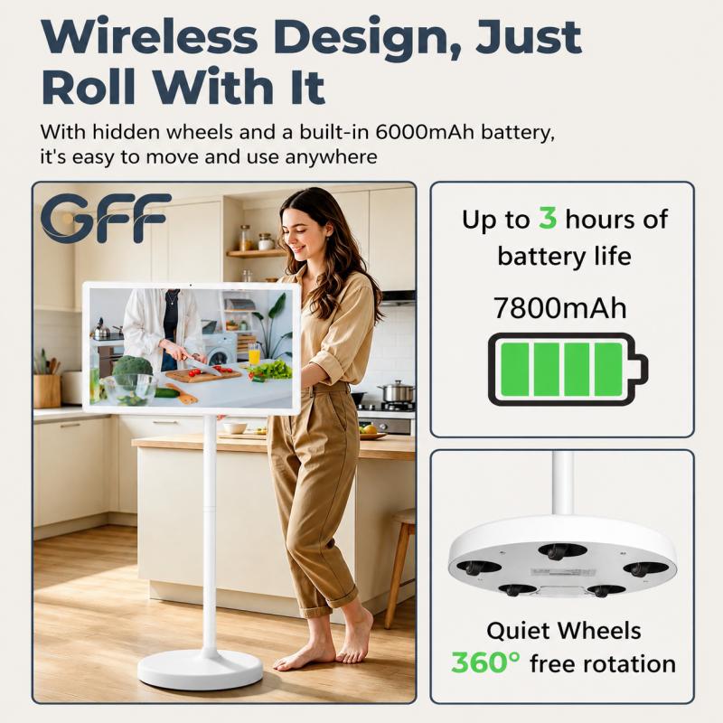 GFF 22-Inch Portable Smart TV On Wheels