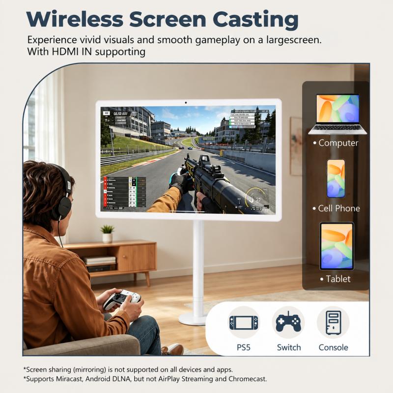 GFF 22-Inch Portable Smart TV On Wheels
