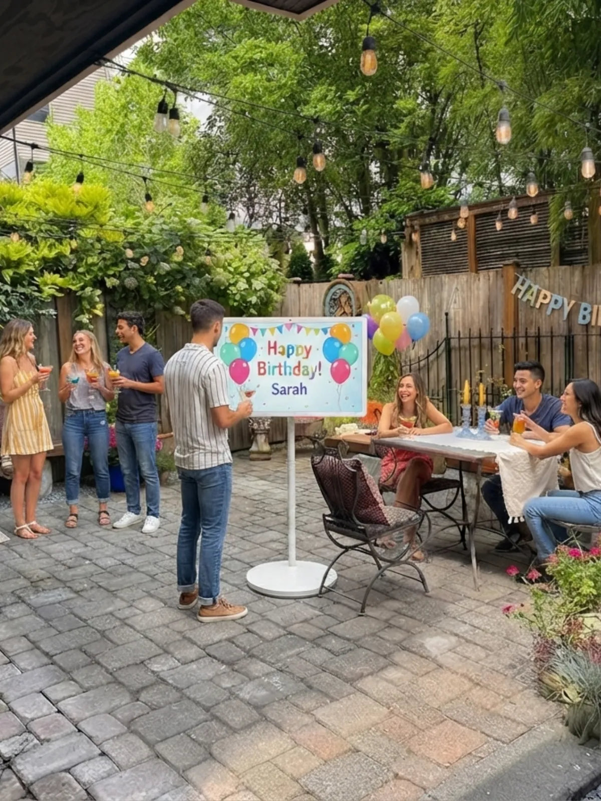 use a portable TV on wheels for weekend hosting