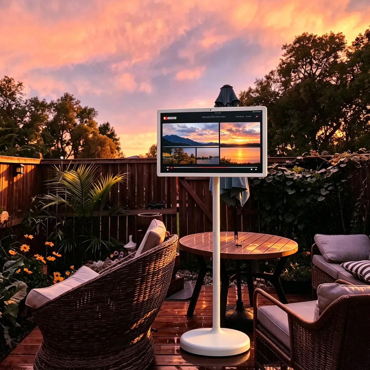 sunset video on portable touch screen tv
